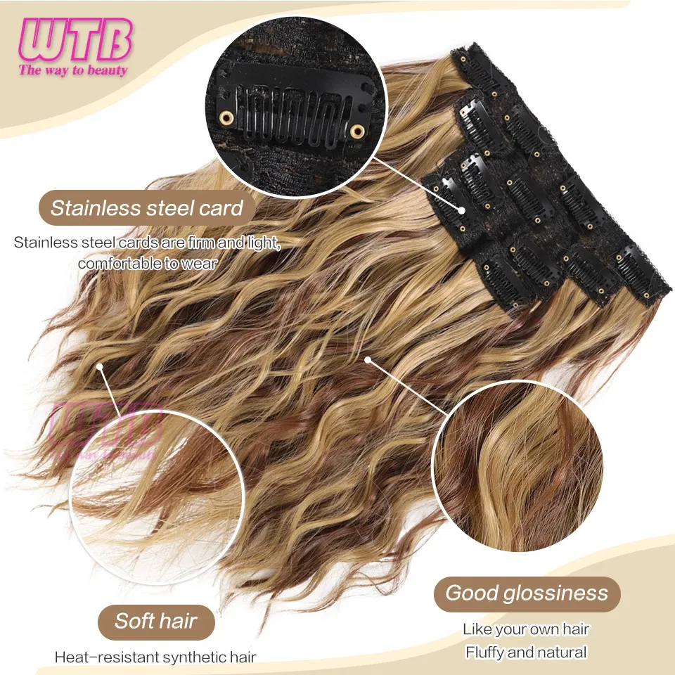 Color: #35 - Synthetic Heat Resistant Hair Extensions Multi Color Clip-in Body Wave 12inch 4 PCS Double Weft for Women Girl Daily Party Use