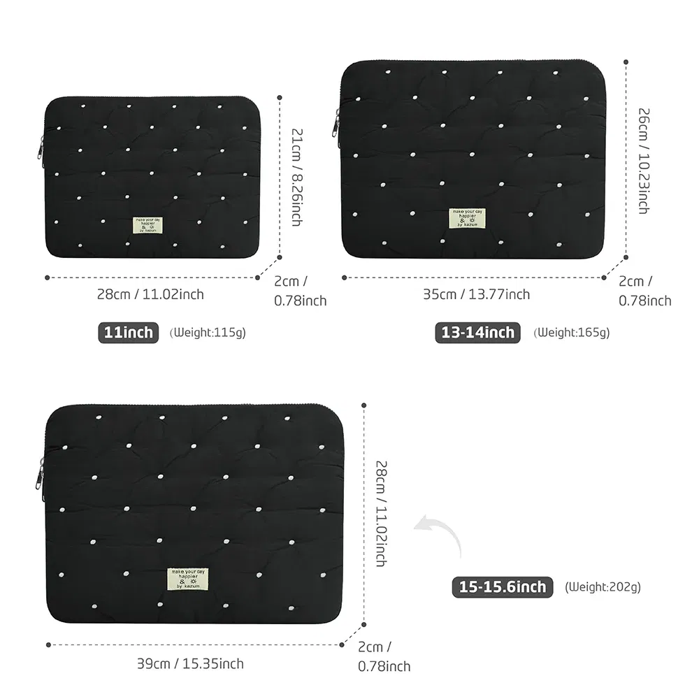 Color: black, Size: 15.6-inch - Laptop bag for macbook air 13 case 13-14 Inch puffy notebook pouch 15-16Inch Cute laptop sleeve 9-11 Inch Tablet Sleeve girl bag