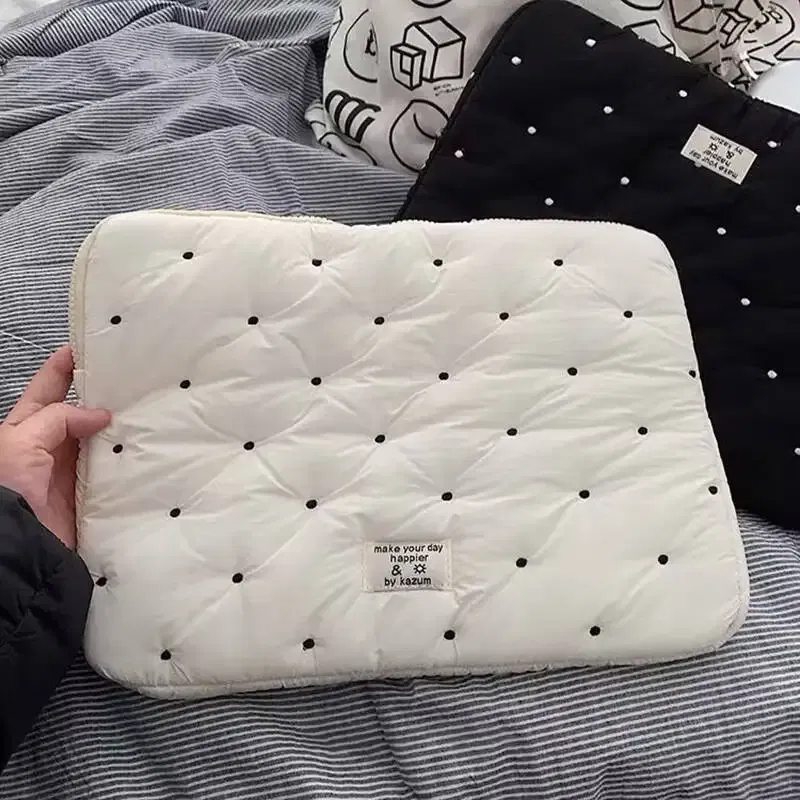 Color: black, Size: 15.6-inch - Laptop bag for macbook air 13 case 13-14 Inch puffy notebook pouch 15-16Inch Cute laptop sleeve 9-11 Inch Tablet Sleeve girl bag
