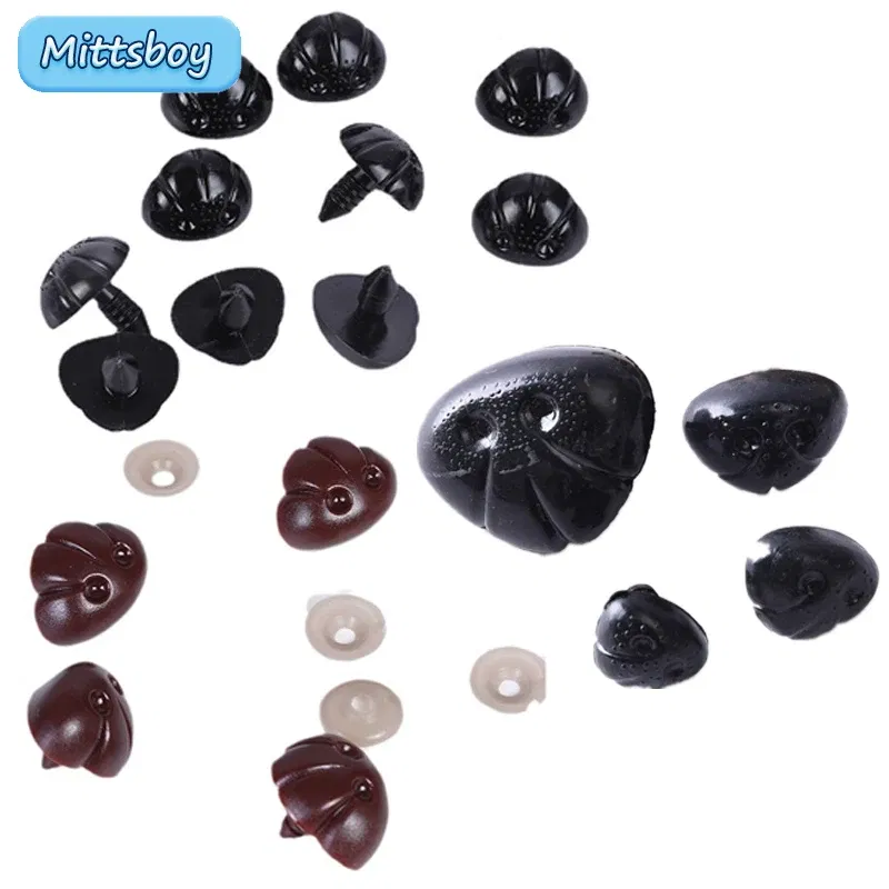 Color: Brown, Size: L - DIY 10Pcs 5/12/20MM Dog Nose Smooth Accessory Plug in Animal Plastic Personalized Nose Crochet Toy Doll Making Supply Plush Doll