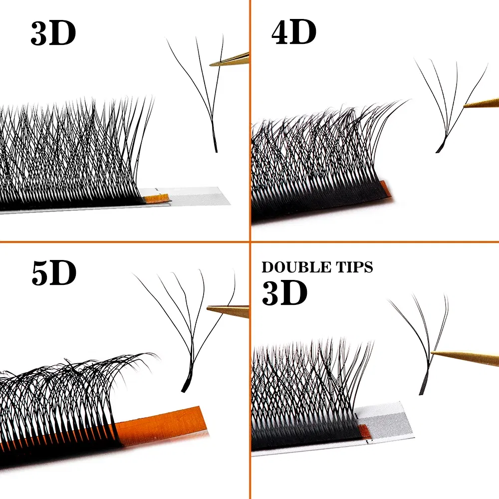 Color: Brushed Chrome, Curl: CC, Thickness: 0.07mm, Length: 9mm - Yelix Cilios 5D W Shape Eyelash Extensions 4D/6D Premade Volume Fans Natural Soft Automatic Flowering Lash Makeup Supplies