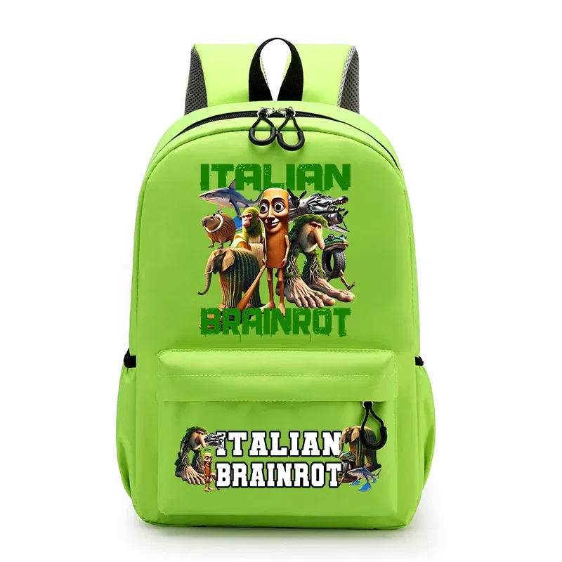 Color: WHITE - Italian Brainrot Kids Cute Schoolbag Tung Tung Tung Sahur Backpack for Boy Funny Meme Anime Knapsack Cartoon Book Bag Gifts 2025