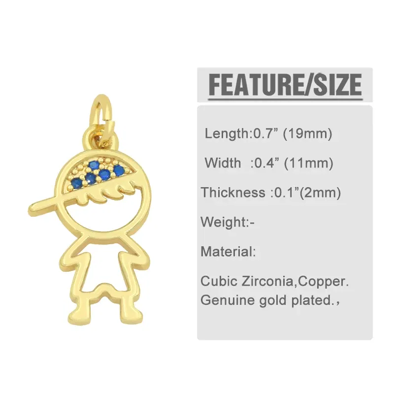 Metal color: Antique Gold Plated - OCESRIO Gold Plated CZ Small Boy and Girl Charms for Necklaces Copper DIY Handmade Pendants for Earrings Wholesale chma091