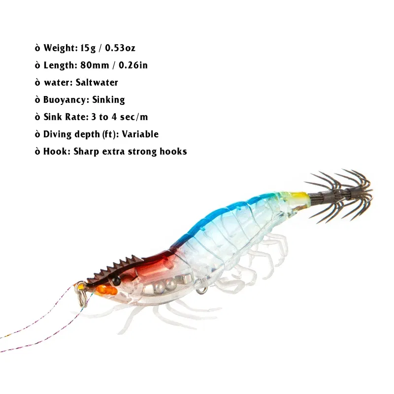 Color: Green, Size: 80mm - ILURE Squid Bait Squid Jigs Horizontal Luminous Webfoot Octopus Egi Lure Wobbler Artificial Hard Bait Cuttlefish Hook Tackle