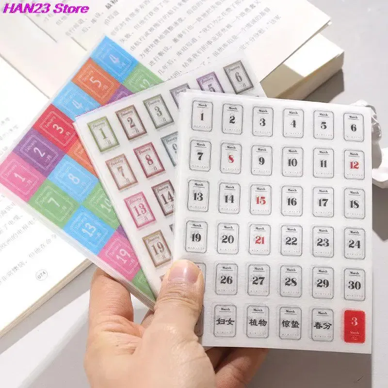 Color: Yellow - 365 Days Sticker Payment Stick Account Notebook Sticker Full Year Calendar Sticker Index Tab Reminder Sticker Student Stationery