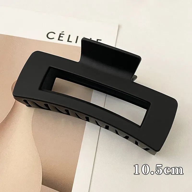 Color: black - Korean Large Claw Clips Women Plastic Claw Clips Black Matte Clip Hair Claw Non-slip Crab Hairpins Fashion Beach HairAccessories