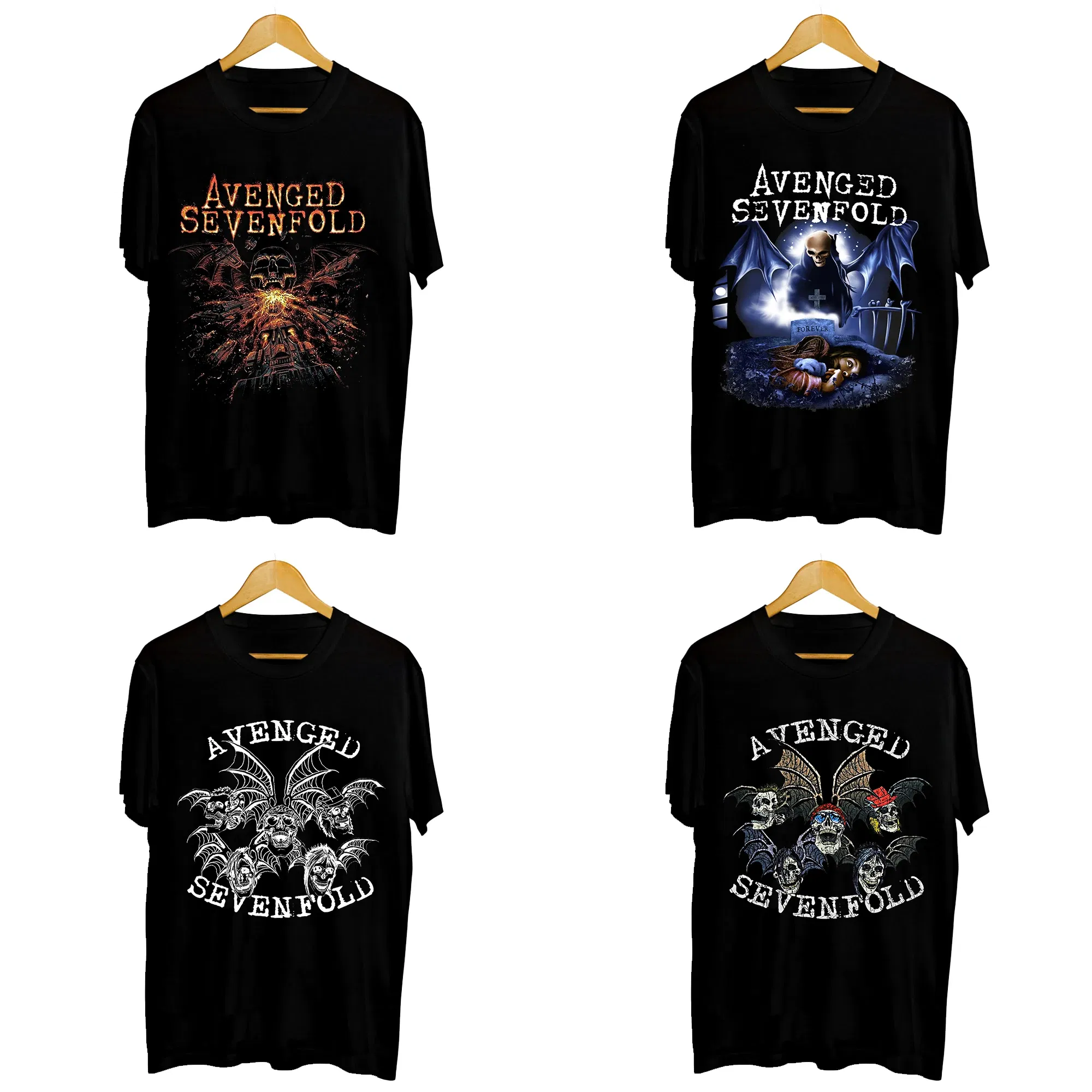Color: Gold, Size: XL - Men Clothes Round Neck T-shirt  Heavy Metal Band Rock Cotton Breathable Print Womens Plus Size Tees