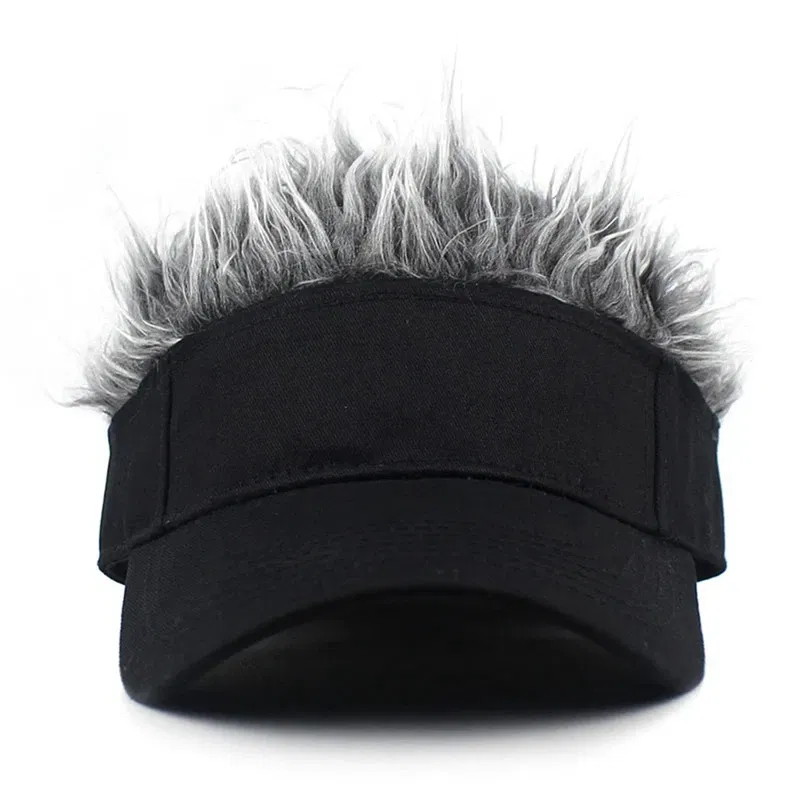 Color: Champagne, Size: One Size - 2023 Men Women Baseball Cap With Spiked Hairs Wig Hat  Spiked Wigs Casual Unisex Sunshade Adjustable Sun Visor
