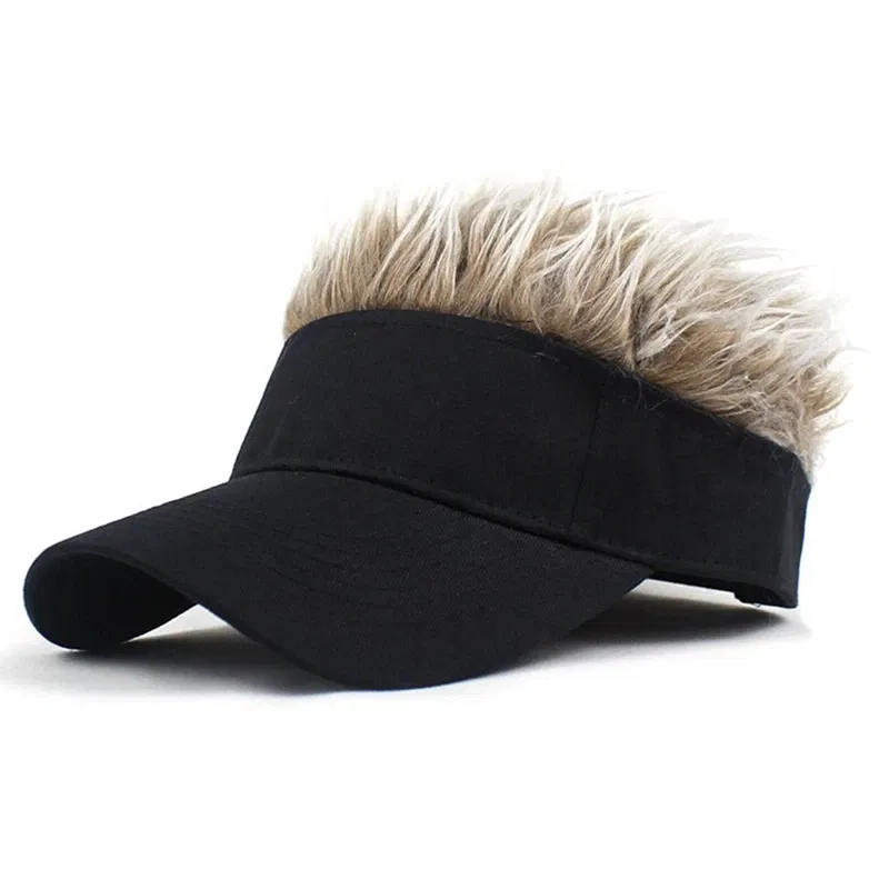 Color: Champagne, Size: One Size - 2023 Men Women Baseball Cap With Spiked Hairs Wig Hat  Spiked Wigs Casual Unisex Sunshade Adjustable Sun Visor