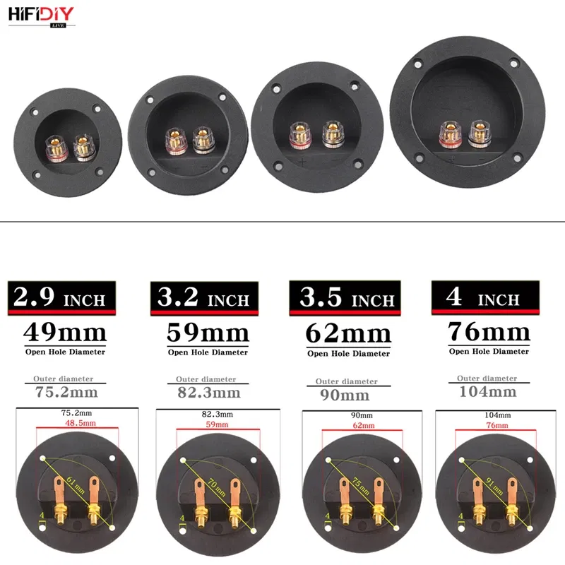 Color: Rose Red, Bundle: Bundle 1 - HIFIDIY LIVE Square circle (Install Hole 49-76) speaker junction Box  Terminal Shell 2 copper Binding Post Wire Cable Connector