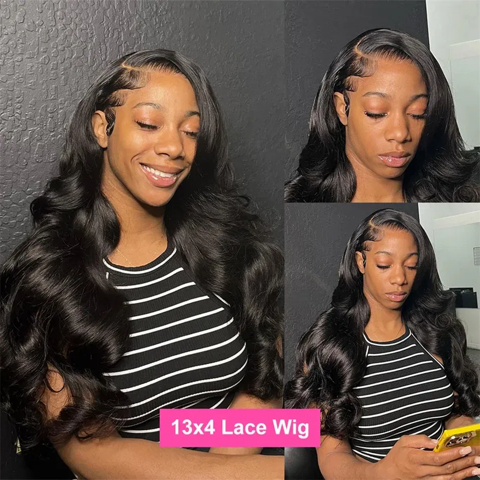 Hair Color: #2, Stretched Length: 22INCHES, Density: 180%, Ships From: CHINA - 30 38 Inch 13x6 HD Body Wave Lace Front Wig Pre Plucked Black Loose Wave 13x4 Lace Frontal Wig 100% Human Hair Wigs For Women