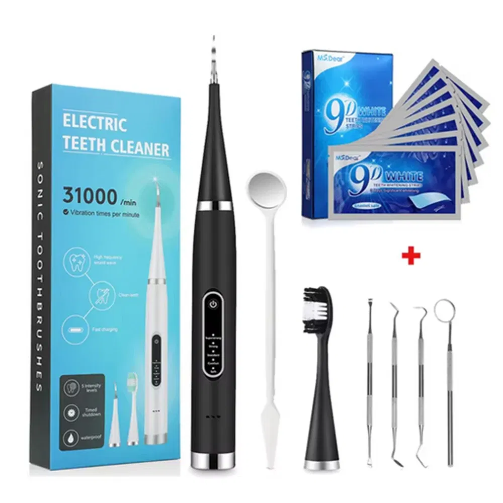 Color: Pink - Electric Teeth Cleaner Dental Scaling Tooth Whitening and Cleaning Device IPX6 Waterproof Stains Remover Oral Care USB Charging