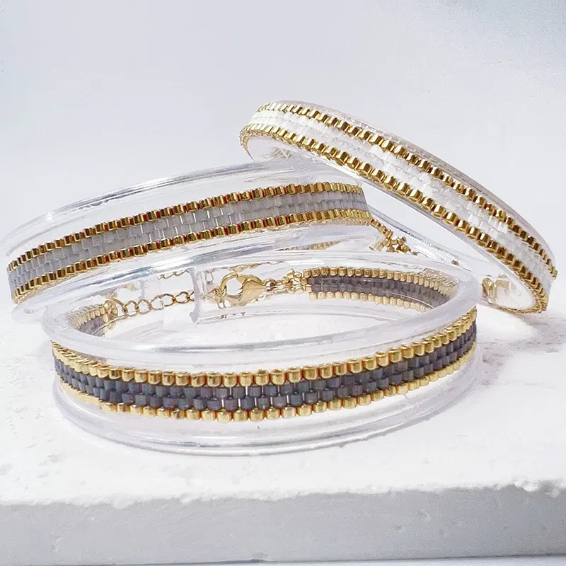 Metal Color: REDDISH BROWN, Length: 16cm - BLUESTAR Bohemia Multilayer Weave Bracelets For Women Miyuki Beads Adjustable Stainless Steel Chain Bracelet Charm Jewelry Gift