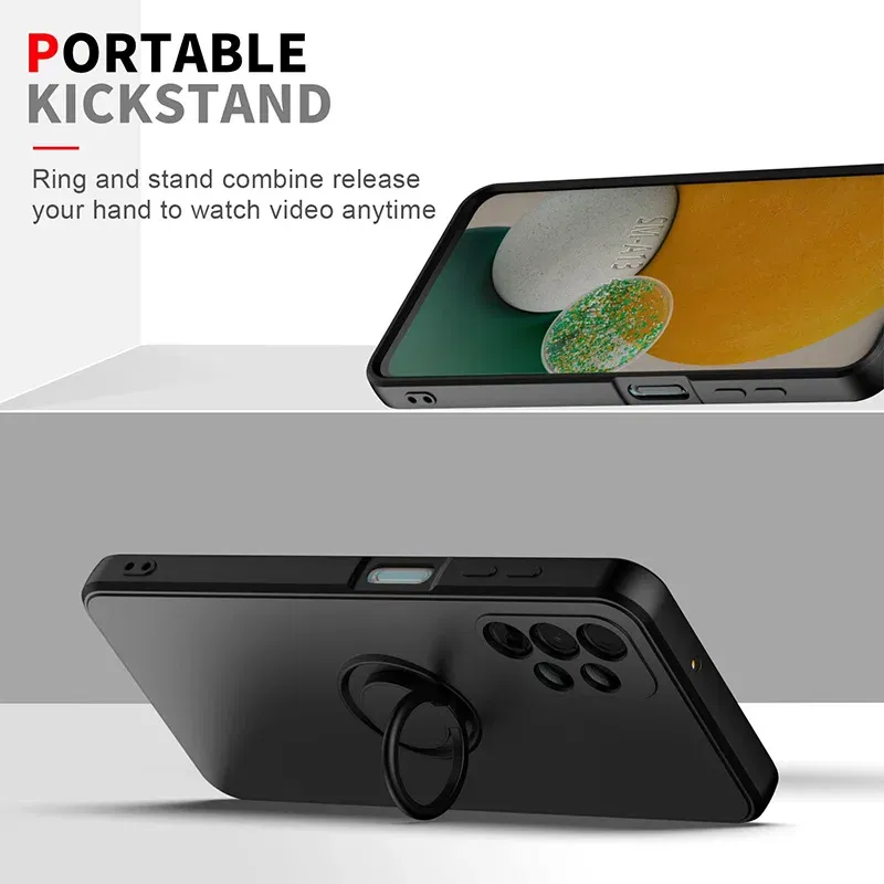 Color: army green, Ships From: CHINA, Material: aluminum - With Ring Holder Phone Case For Samsung Galaxy S25 Ultra S24 S23 S22 S21 Plus A13 A52 A53 A54 TPU Soft Back Cover