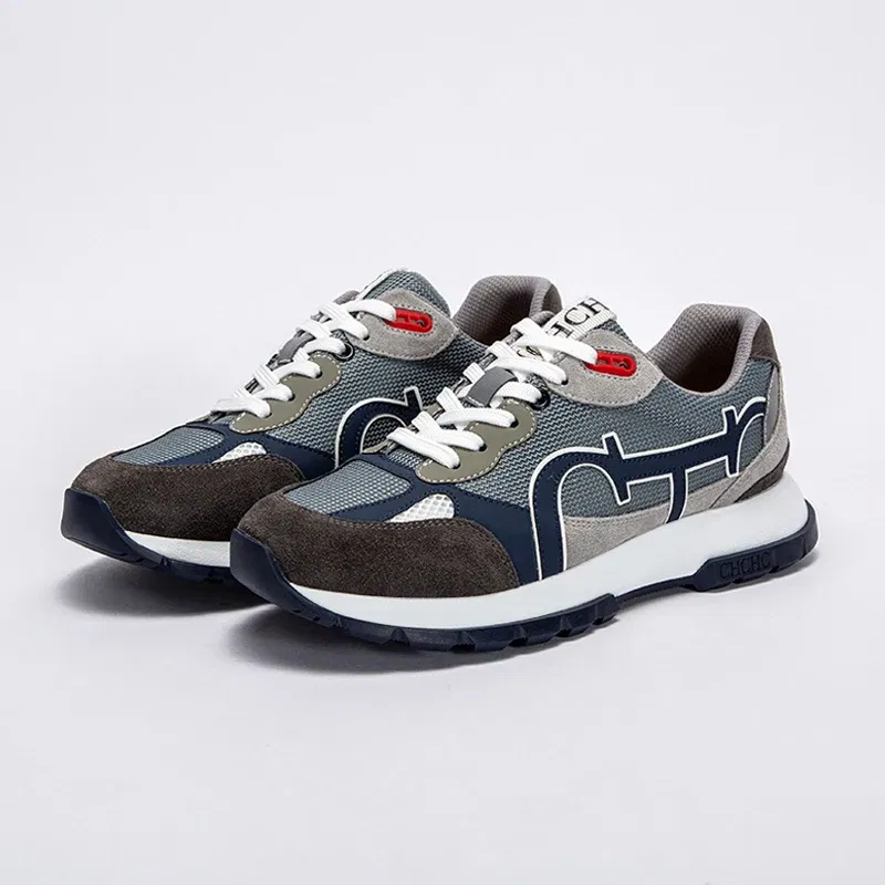New Cow suede Mesh Splicing Men's Outdoor Sports Shoes - Bone Correction