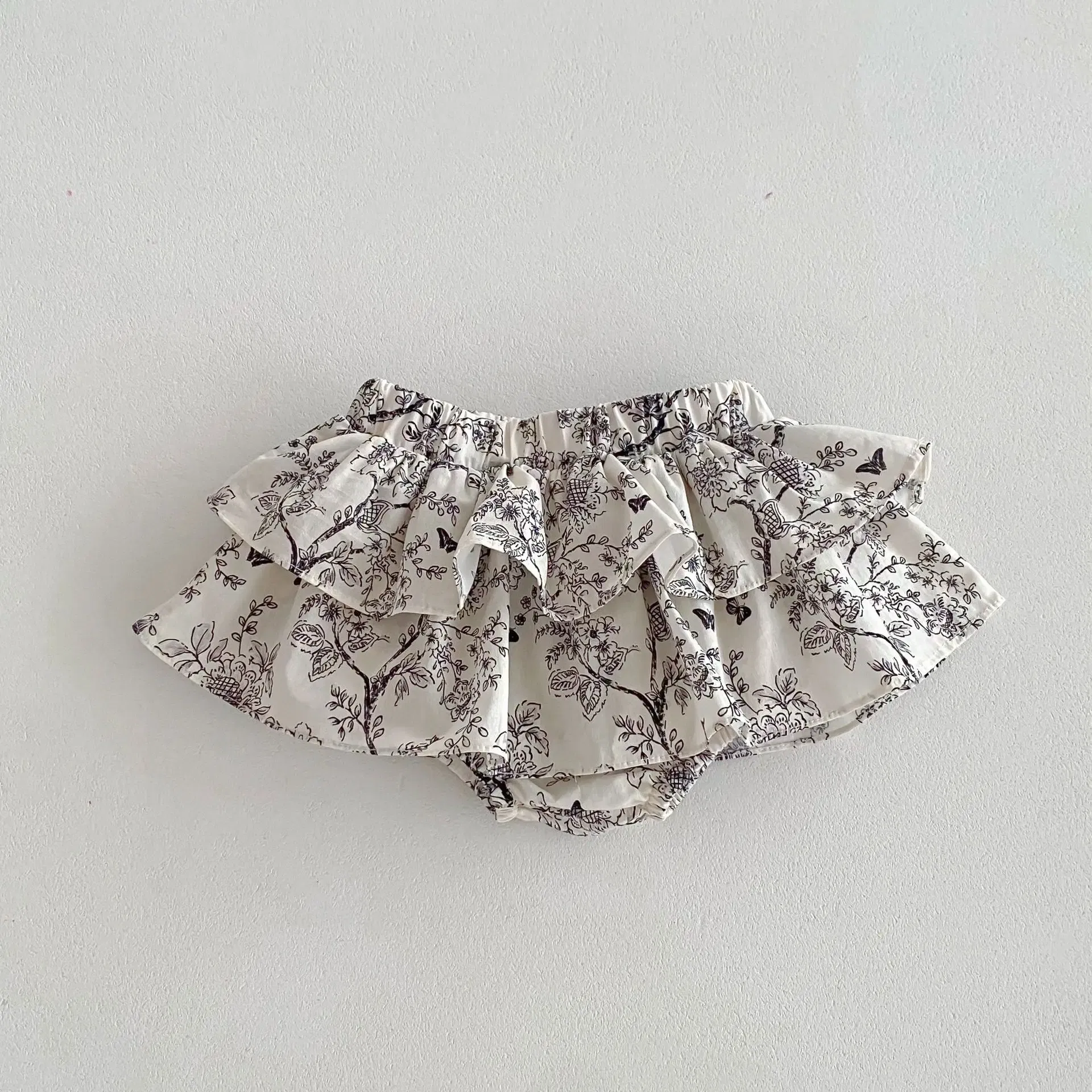 Color: MULTI, Kid Size: 3T?€?€·?¤–运动?‰ - Double Layers Ruffles Lace Baby Skirt Pants Summer Cotton Linen Kids Pettiskirt Toddler Dancing Wedding Clothing Tutu Skirt