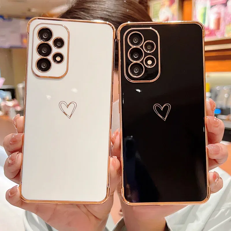 Color: Ivory, Compatible-Phone Models: For iPhone 12 Mini, Ships From: CHINA - Electroplating Love Heart Phone Case For Samsung Galaxy S25 S24 Ultra S23 S22 A13 A14 A52 A53 Protect Lens Shockproof Back Cover