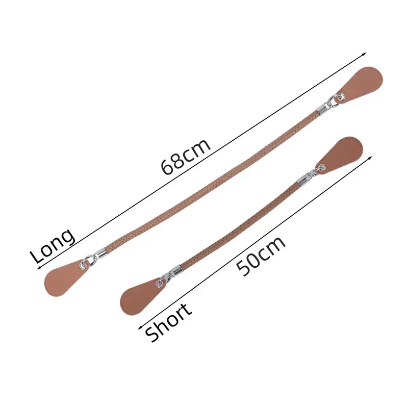 Color: Bronze, Ships From: CHINA - New 1 pair Obag PU Woven braided leather Rope Handles straps round handlefor O Bag accessoires