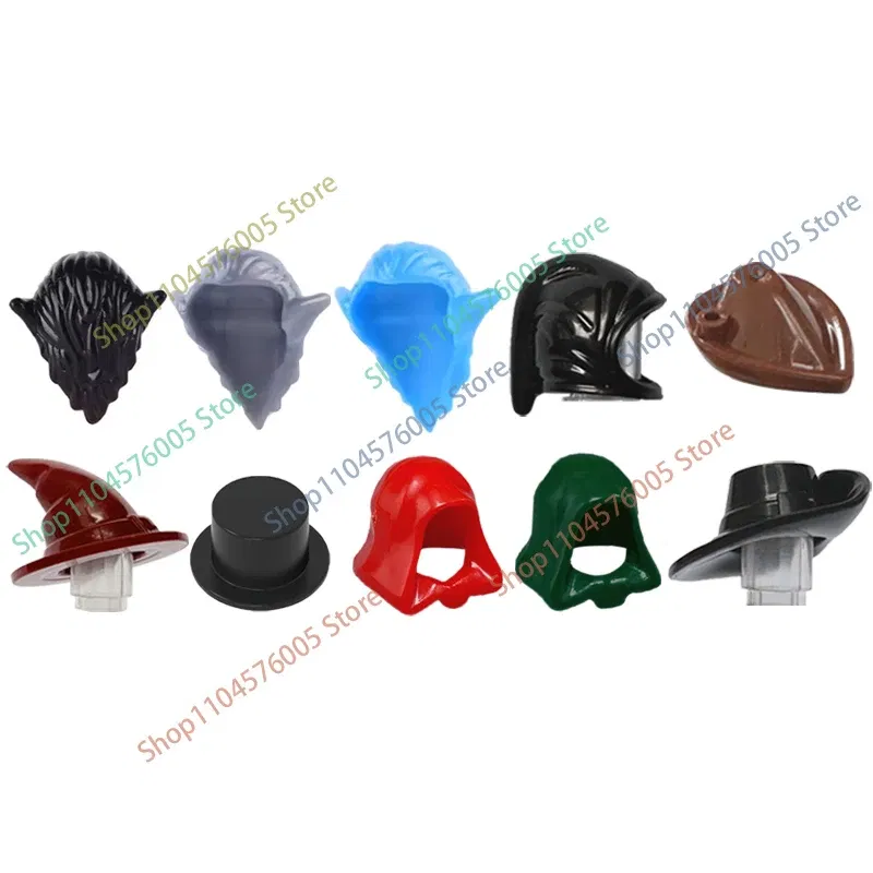 Color: Chocolate - MOC Brown Hair Building Blocks City Figures Body Creative Accessory Blond Gold White Parts DIY Hats Mini Bricks Assemble Toy S04