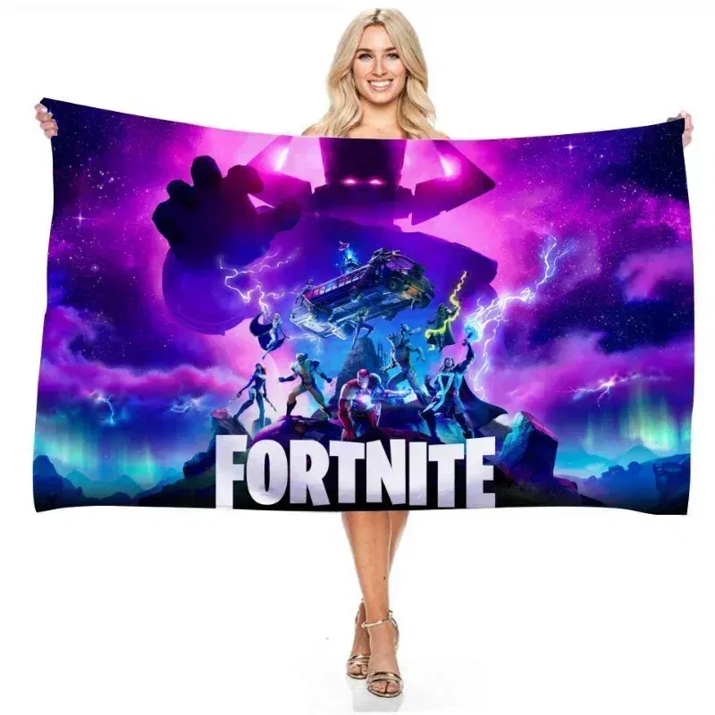 Color: PEACOCK BLUE, Size: 12" - Fortnite Children Microfiber Bath Towel Boy Girl Soft Wearable Cartoon Bathing Beach Spa Bathrobe Wash Clothing