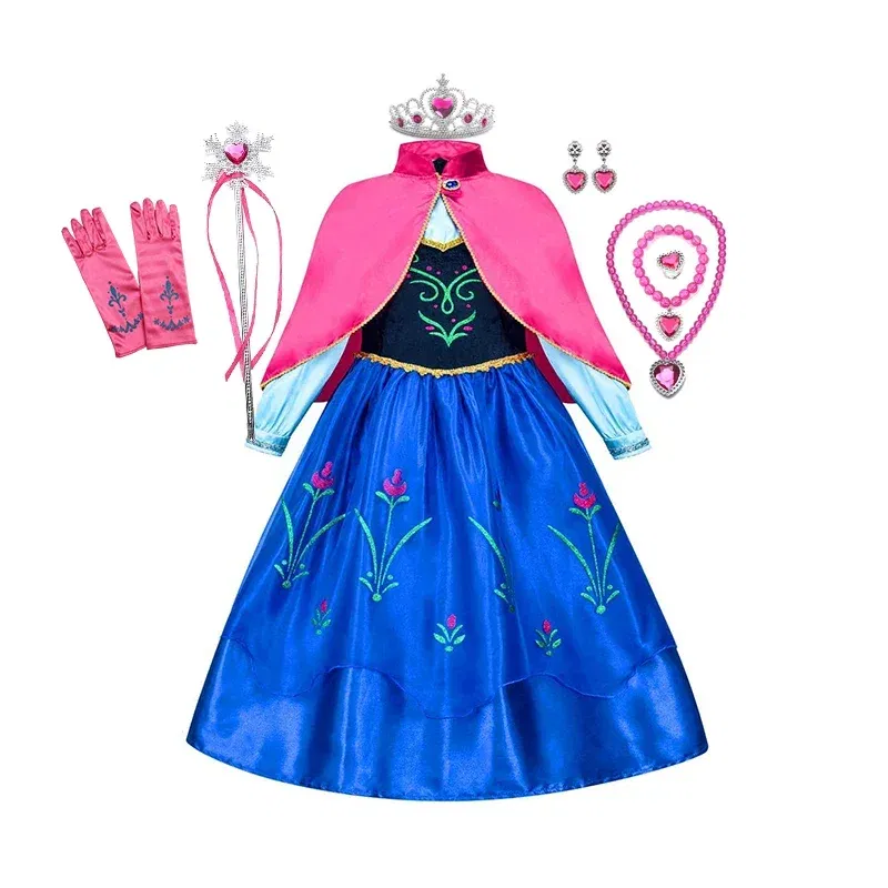 Color: Gold, Kid Size: 2T - Disney Kids Girls Cosplay Frozen Elsa Anna Princess Dress Girl Mesh Ball Gown Carnival Birthday Clothes Snow Queen Elsa Costume