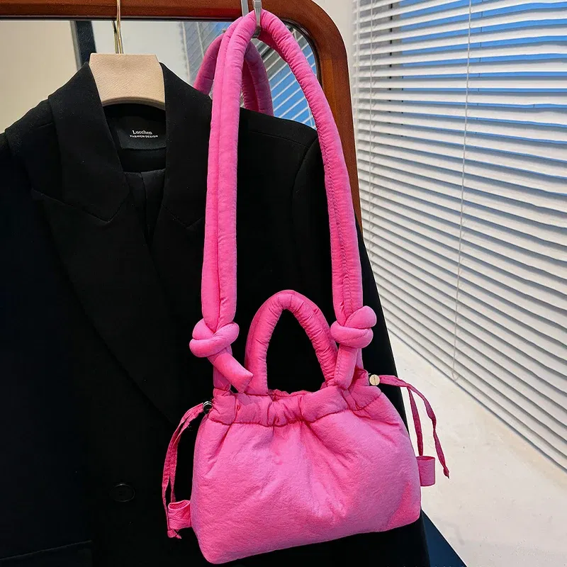 Color: Beige, Ships From: CHINA - Fashion Small Puffer Tote Bag Designer Padded Women Shoulder Bags Nylon Down Cotton Crossbody Bag Mini Lady Handbags 2024 Trend