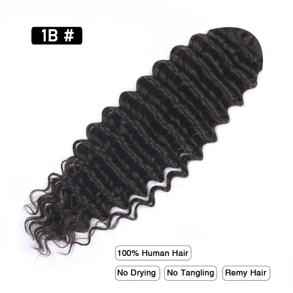 Color: #3, Stretched Length: 20inches - Pre-Colored Brazilian Deep Wave Bulk Human Hair No Weft Remy Bulk Human Hair 14 To 28 Inch Bulk Hair Extension Crochet Braids