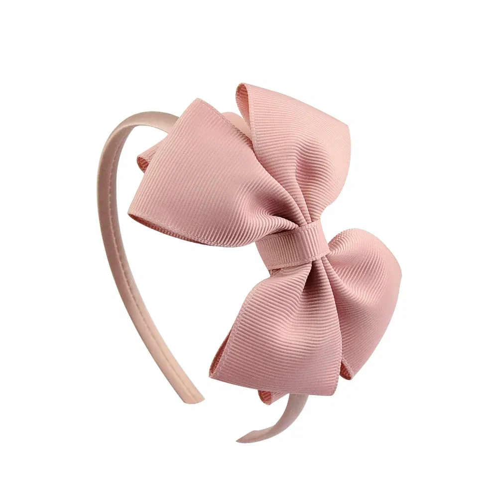 Color: light yellow - 1 Piece Ribbon Handmade Hair Bows Hairbands for Baby Girls 20 Colors Cute Bowknot Solid Headband Headwear Baby Hair Accessories