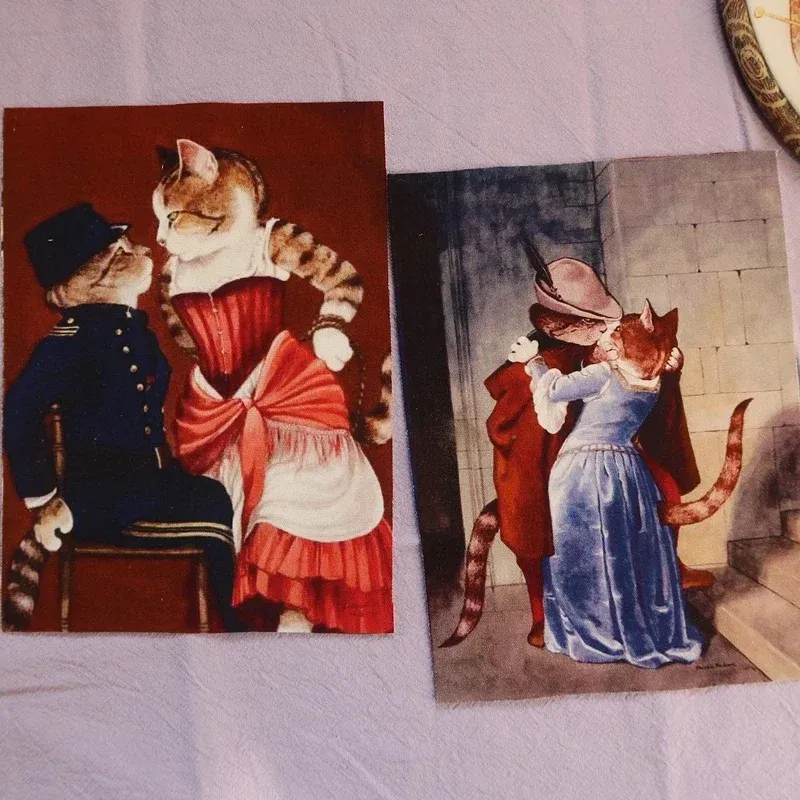 Color: Red, Size: 1Yard - Retro Gentry Cats Printed Hand Dyed Cotton Linen Fabric Telas Sewing DIY Patchwork Hand Embroidery Quilt Bags