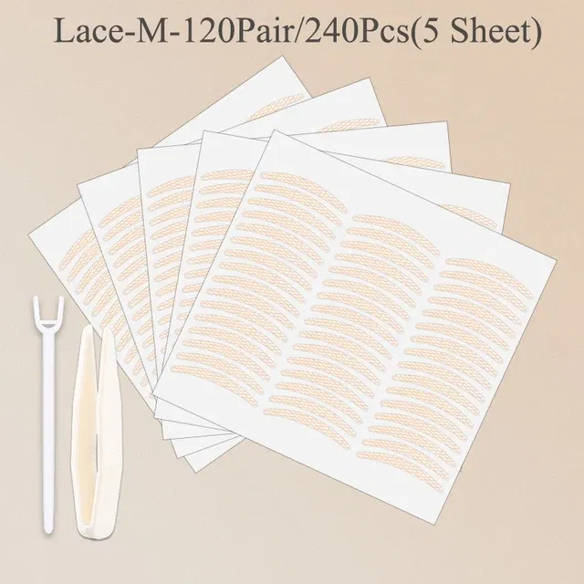 Color: Brushed Brass - Clear Beige Stripe Self-adhesive Natural Eye Tape Makeup Tool Invisible Double Fold Eyelid Lace Paste Eyelid Tape Sticker 240pcs