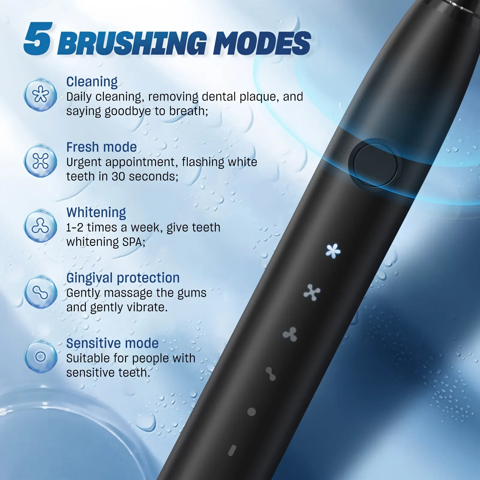 Color: dark blue, Ships From: CHINA - Electric Toothbrush Tooth Brush USB Rechargeable Adult Ultrasonic Teeth Cleaning 8 Replacement Toothbrush Heads