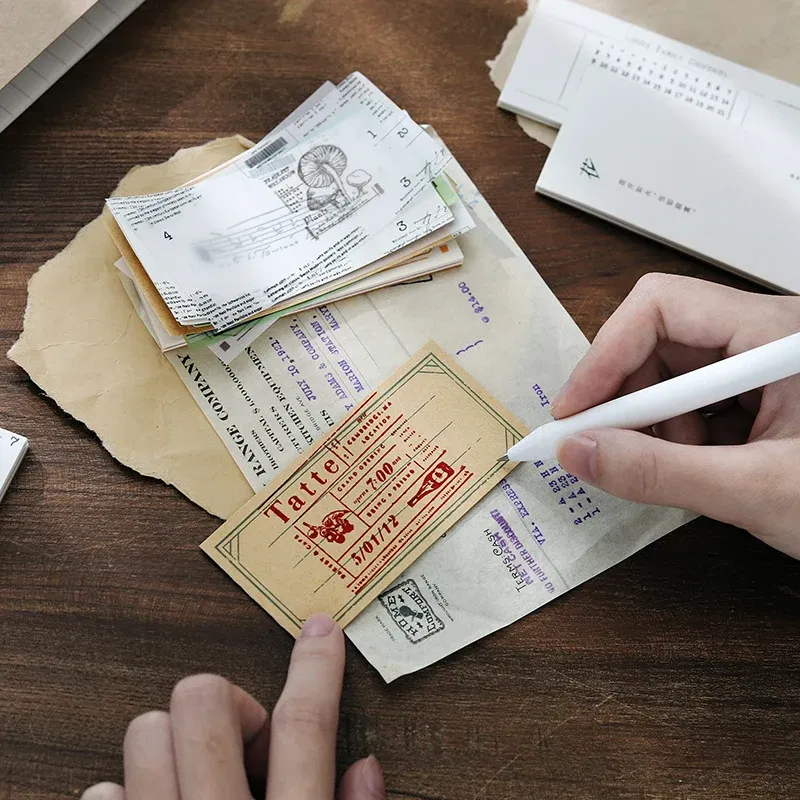 Color: Blue - Yoofun 600 Sheets Retro Material Paper Border Memo Pad Set Collage Junk Journal Scrapbooking Message Notes Office School Station