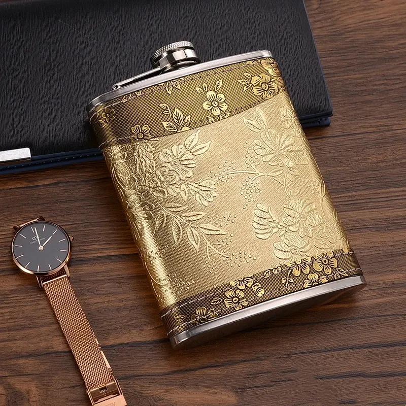 Color: black - 7oz/8oz Portable Pocket Hip Flask Outdoor Travel Stainless Steel Flask Whiskey Drink Alcohol Flasks 8oz Steel Hip Flask Flagon