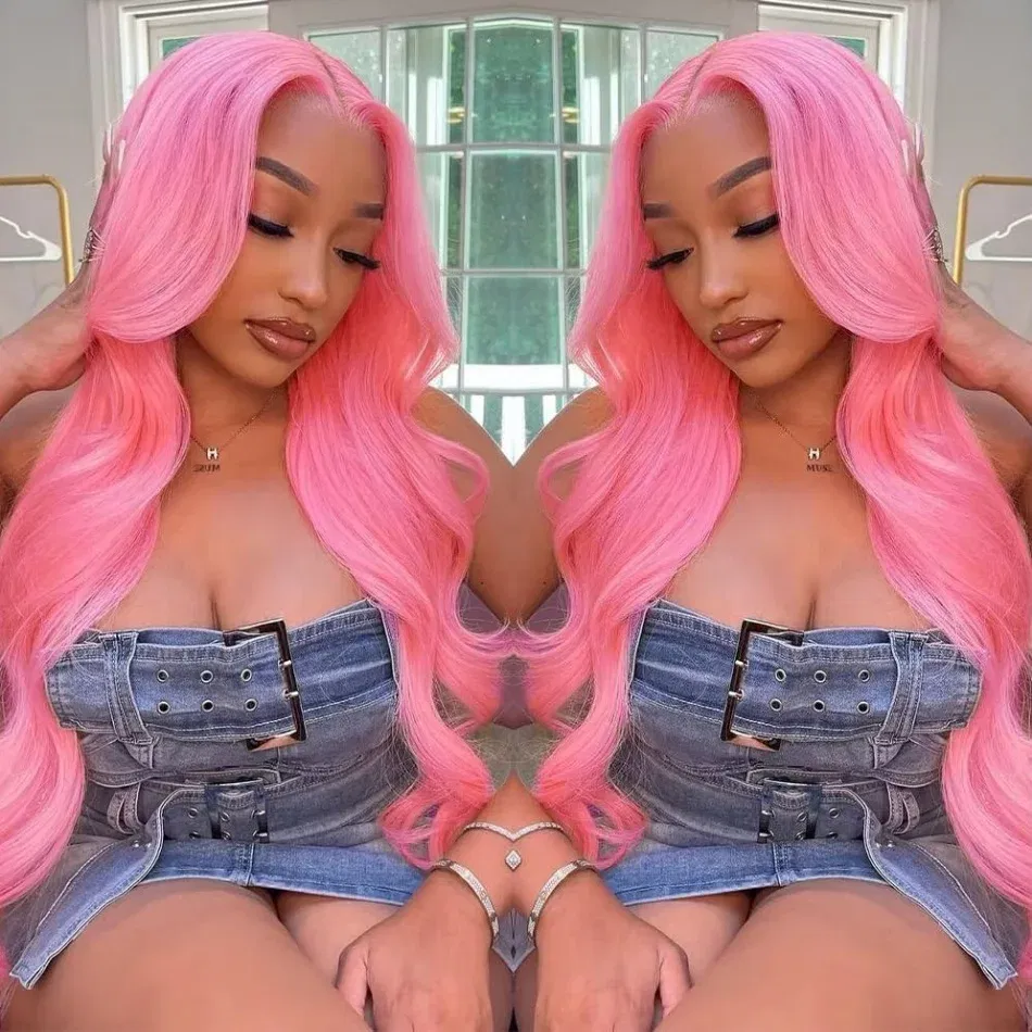 13x4 Body Wave Pink Lace Front Wig Human Hair 13x6 Hd Lace Frontal Wigs For Black Women Transparent Preplucked 613 Colored Wig