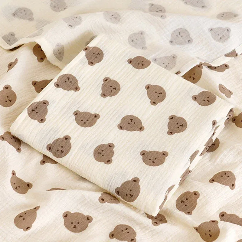 Color: GRAY, Size: Option 1 - Baby Blanket Newborn Muslin Swaddle 2 Layer Cotton Bath Towel Summer Stroller Cover Wrap Gauze Toddler Sleep Blanket Baby Items