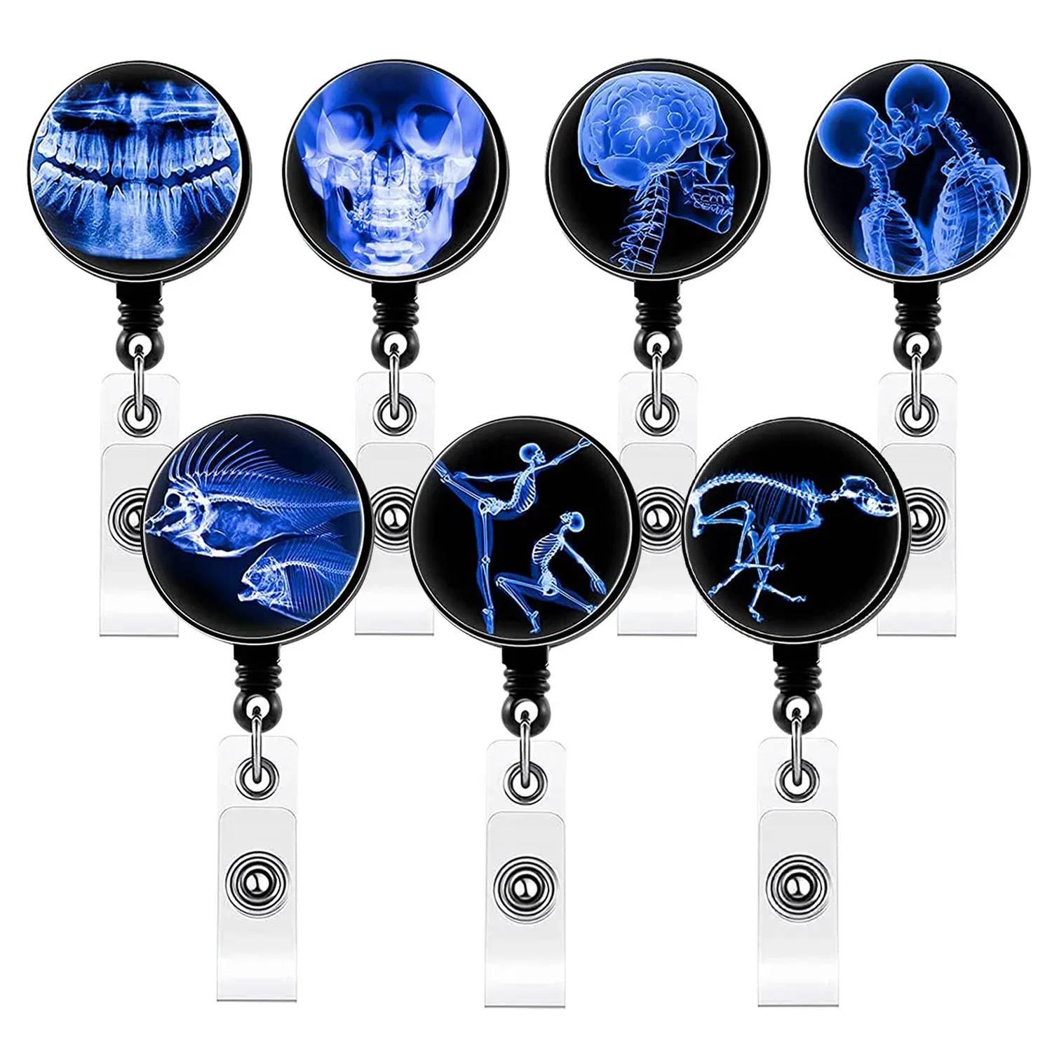 Color: DARK COFFEE - X-Ray Badge Reel Retractable Radiology Badge Reel Holder Ct Rays Nurse Doctor Student Card Reel Clip Office Supply Recoil Badge