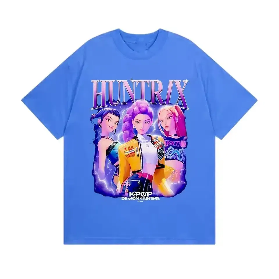 Color: Orange, Kid Size: 4T - Summer Huntrix Kpop Demon Hunters Graphics Cool Printed Girls Boys T Shirts High Quality Fashion Causal Tee Cotton Children Tops