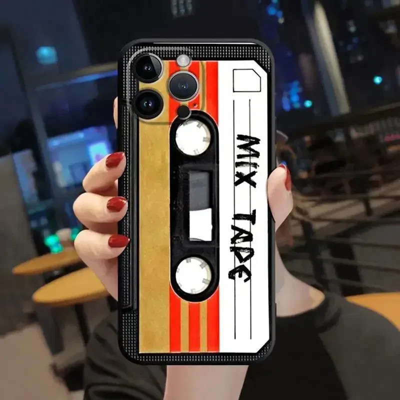 Color: Brown, Material: Acrylic - Phone Case For Apple iPhone 11 12 13 14 15 16 Pro 7 XR X XS Max 8 Plus SE 2022 Phone Cover Shell Magnetic Radio Tape Cassette