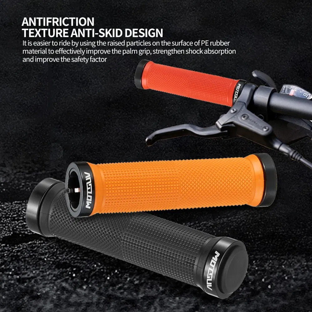 Color: Red - MOTSUV Bicycle Grips MTB Cycling Alluminium Alloy Lockable Handle Grip Anti Slip Grips for MTB Bike Handlebar Bicycle Parts