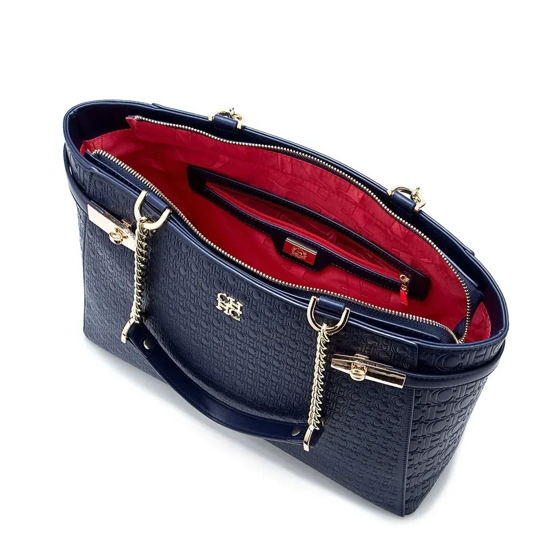 Color: Blue - 2025 Women Shopper Tote Bag Featuring Fashionable Solid Color Commuter Design And Letter Logo Luxury