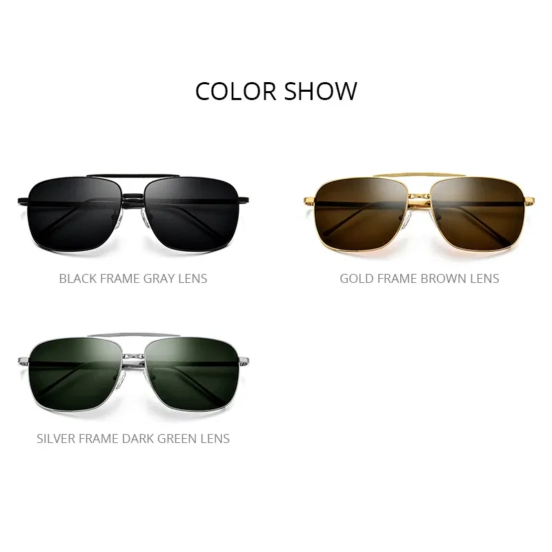 Lenses Color: GRAY - FONEX Pure Titanium Polarized Sunglasses Men Folding Classic Square Sun Glasses for Men New High Quality Male Shades 839