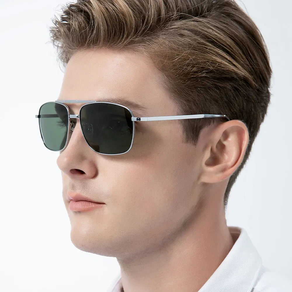 Lenses Color: GRAY - FONEX Pure Titanium Polarized Sunglasses Men Folding Classic Square Sun Glasses for Men New High Quality Male Shades 839