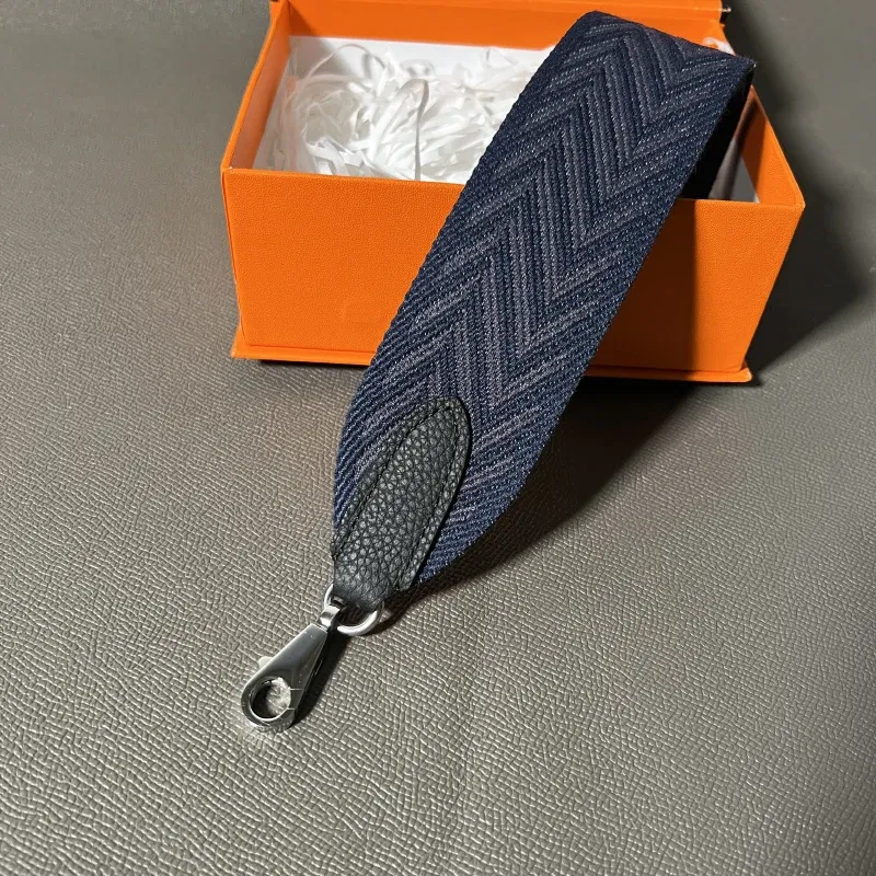 Color: Silver, Size: 1/2" - Hand-Sewn Leather Woven Canvas Shoulder Strap 5cm Wide Wax Line Herbag Evelyn Replacement Bag Accessory