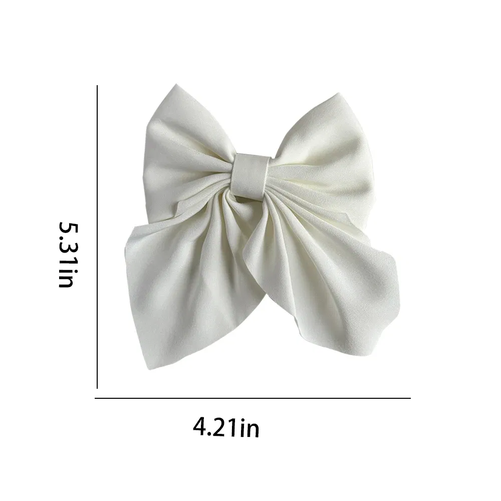 Color: PURPLE - Elegant Bow Ribbon Hair Clip Fashion Simple Solid Satin Spring Clip Hair Pin Retro Headband with Clips Girls Hair Accessories