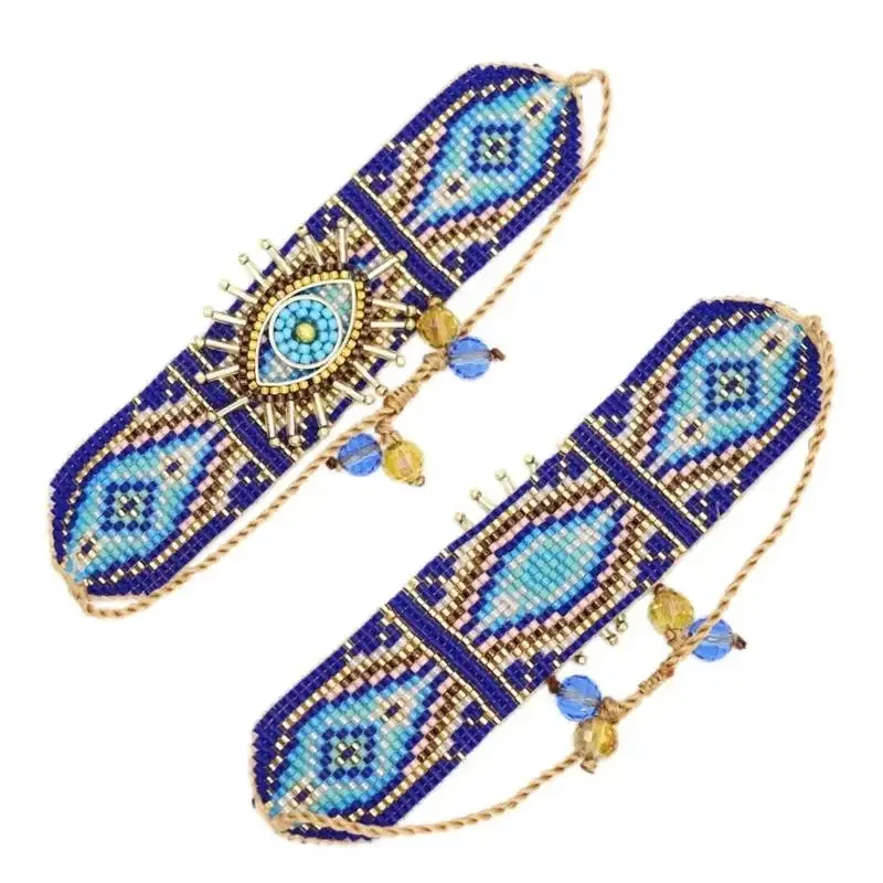Metal Color: Light Yellow Gold Color - ALIYA Miyuki Beads Evil Eye Bracelet Bohemian Mujer Pulseras Moda Women Armband Jewelry Handmade Braided Bracelet Wholesale