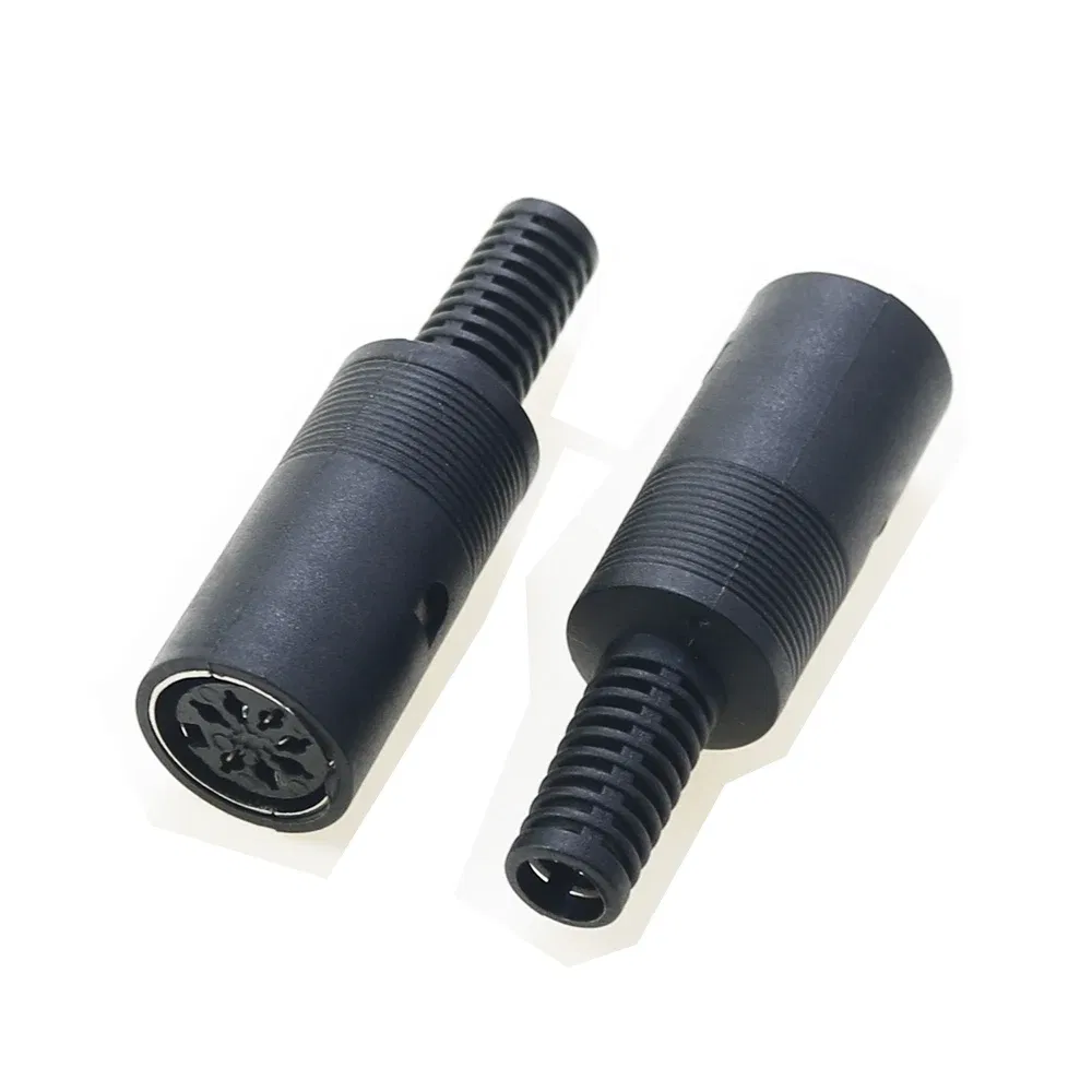 Color: Ivory - 5pcs 3P 4P 5P 6P 7P 8Pin DIN Male/Female Plug Jack with Plastic Handle Keyboard Cable Connector Adapter PS2