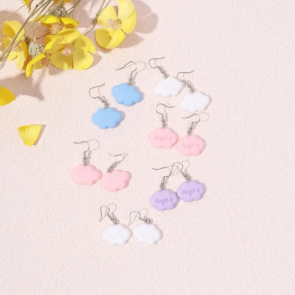 Metal Color: Light Yellow Gold Color - Ultra-Low New Fashion Cute White Cloud Stud Earrings Delicate Mushroom Clouds for Women Girls Ear Jewelry Wholesale Gifts Bear