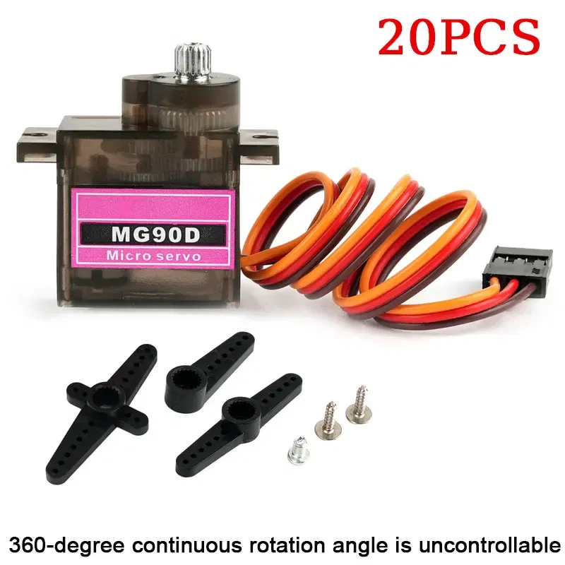 Color: light yellow - MG90D 10/20/30/40/50Pcs Micro Digital Servo Motor Full Metal Gear 180/270/360 Degree For RC Airplane Helicopter Car Boat Model