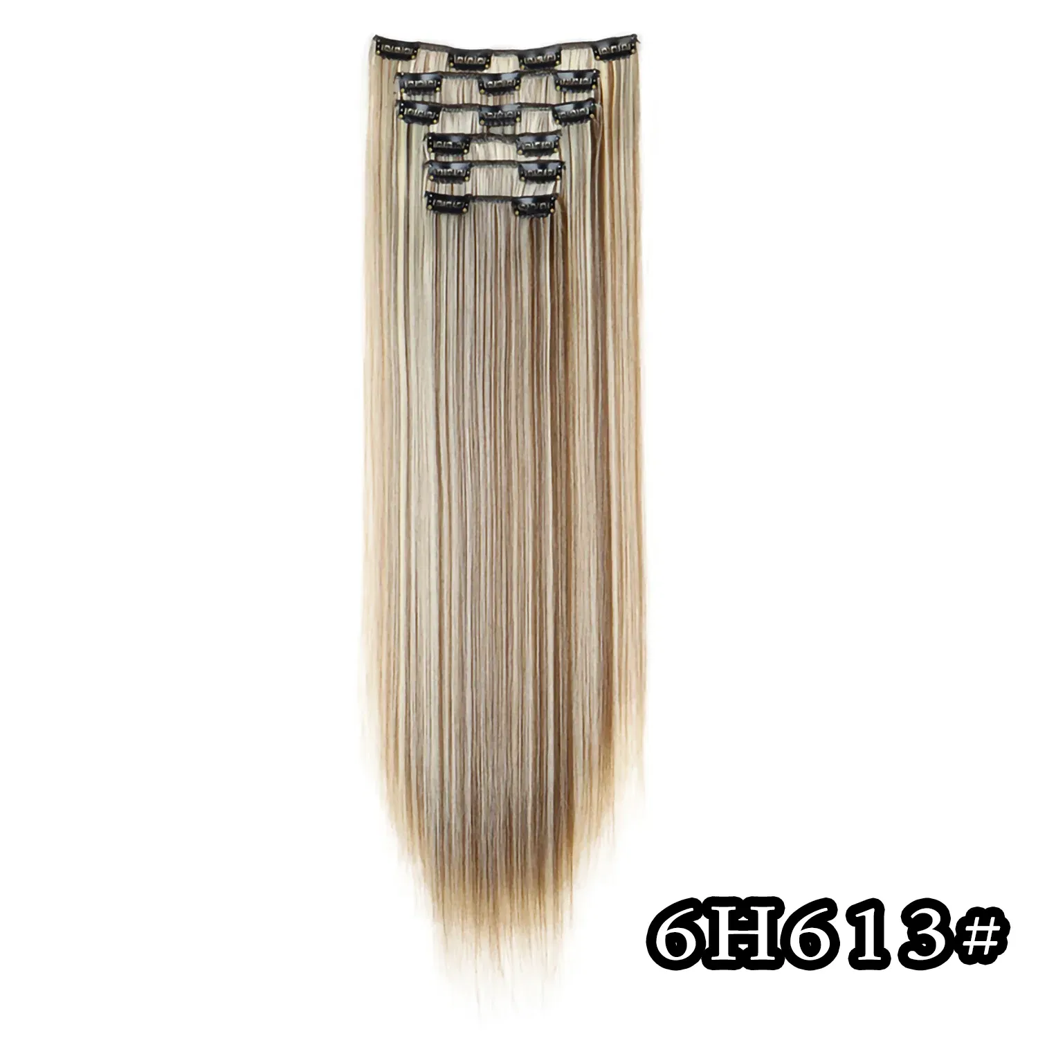 Color: 4/27HL, Stretched Length: 24inches - 24Inch 16 Clips in Hair Extensions Long Straight Hairstyle Synthetic Blonde Black Hairpieces Heat Resistant False Hair Daily Use