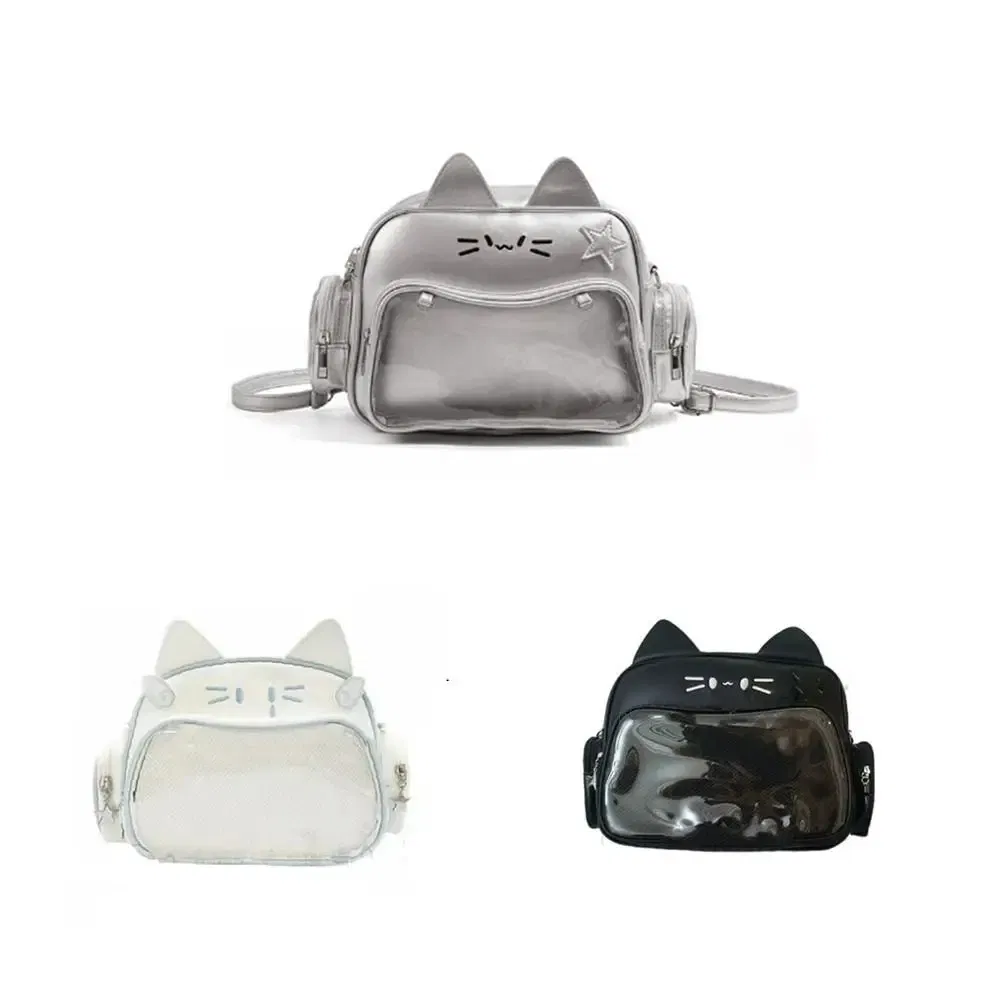 Pu Kawaii Cat Itabag Girl Travel Korean Clear Pocket Shoulder Bag Crossbody Bag Women's Fashion Backpacks Idol Doll Storage Bags